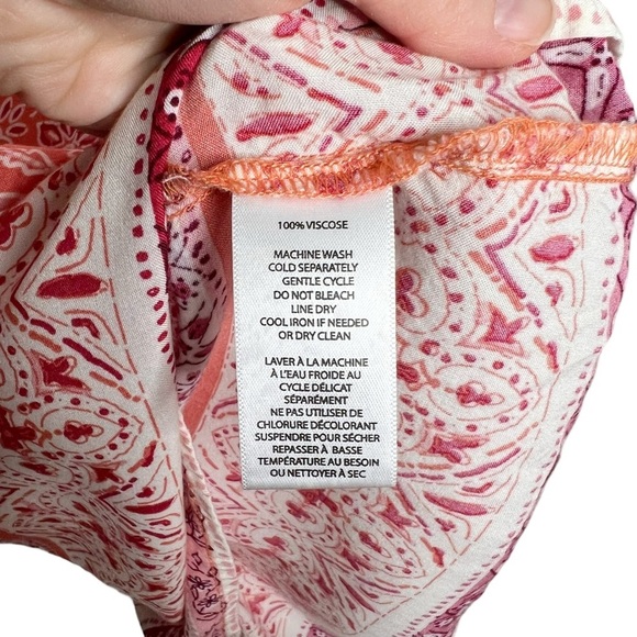 BeachLunchLounge Louisa Peach Boho Floral Tassel Tie Neck Blouse - Picture 11 of 12